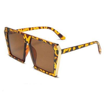 Nowe damskie kwadratowe okulary przeciwsloneczne Leopard okulary przeciwsloneczne z duzymi oprawkami Street