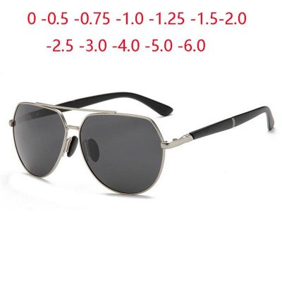 Double Beam Minus Lens Prescription Sunglasses Women Men Polarized Anti glare Pilot Sunglasses 0 0.5 0.75 1.0